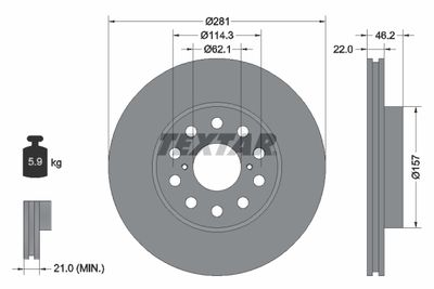 92149600 TEXTAR Тормозной диск