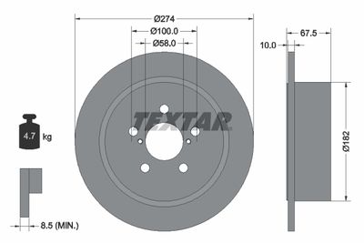 92167800 TEXTAR Тормозной диск