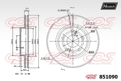 851090 MAXTECH Тормозной диск