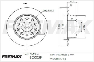 BD0059 FREMAX Тормозной диск