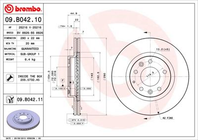 09B04210 BREMBO Тормозной диск