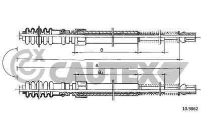 766233 CAUTEX Тросик, cтояночный тормоз