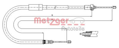 116663 METZGER Тросик, cтояночный тормоз