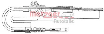 107501 METZGER Тросик, cтояночный тормоз