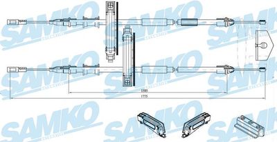 C0224B SAMKO Тросик, cтояночный тормоз