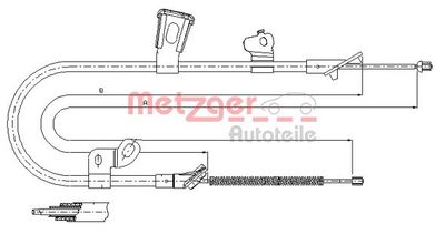 171074 METZGER Тросик, cтояночный тормоз