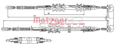 115755 METZGER Тросик, cтояночный тормоз