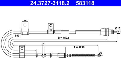 24372731182 ATE Тросик, cтояночный тормоз