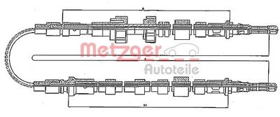 10535 METZGER Тросик, cтояночный тормоз