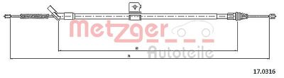 170316 METZGER Тросик, cтояночный тормоз