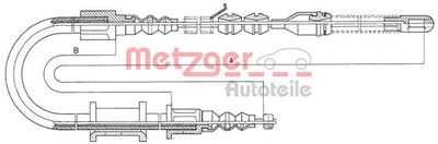 11593 METZGER Тросик, cтояночный тормоз