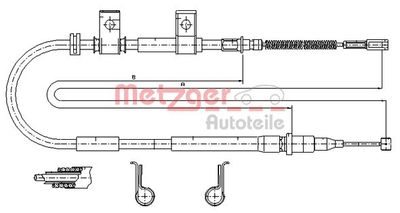 173502 METZGER Тросик, cтояночный тормоз