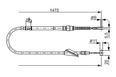 1987477608 BOSCH Тросик, cтояночный тормоз