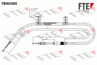 FBS02080 FTE Тросик, cтояночный тормоз