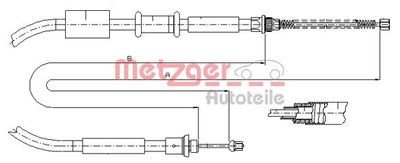 1281P1 METZGER Тросик, cтояночный тормоз