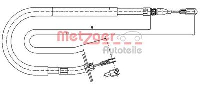 109878 METZGER Тросик, cтояночный тормоз