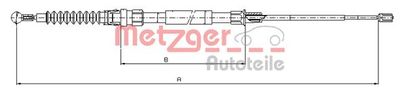107518 METZGER Тросик, cтояночный тормоз