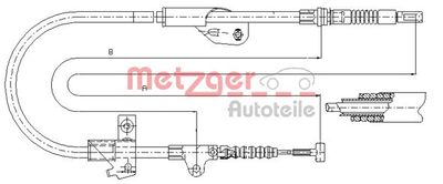 170237 METZGER Тросик, cтояночный тормоз