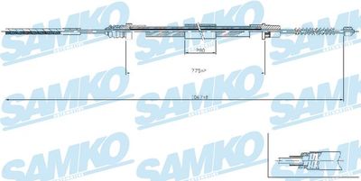 C0209B SAMKO Тросик, cтояночный тормоз