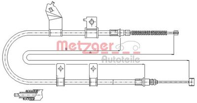 173504 METZGER Тросик, cтояночный тормоз