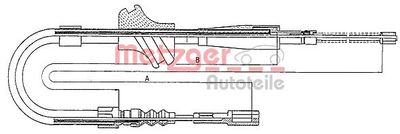107502 METZGER Тросик, cтояночный тормоз