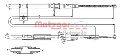 172518 METZGER Тросик, cтояночный тормоз