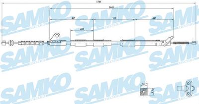 C0858B SAMKO Тросик, cтояночный тормоз