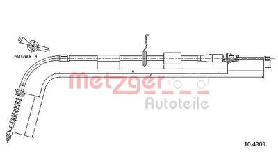 104309 METZGER Тросик, cтояночный тормоз
