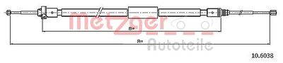 106038 METZGER Тросик, cтояночный тормоз