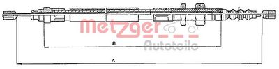 104683 METZGER Тросик, cтояночный тормоз