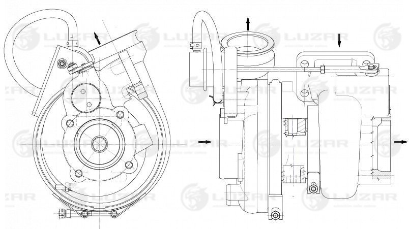 Турбокомпрессор для ам маз Урал с дв. ямз-536 (е-4) (тип b2g) () Luzar                LAT 1256