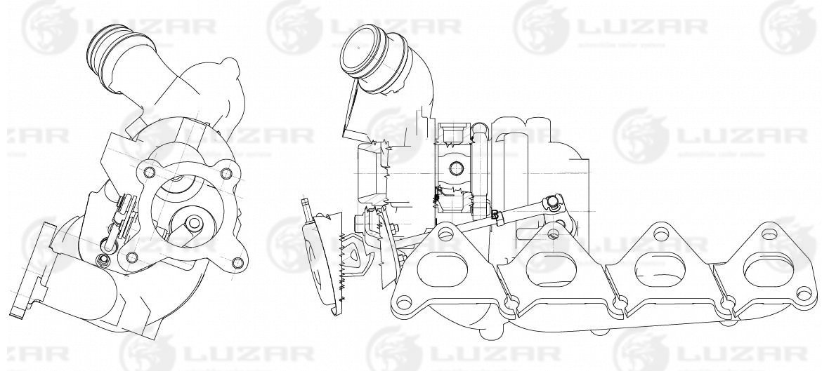 Турбокомпрессор для Skoda Octavia (04-)vw Tiguan (08-) 1.4t [caxacnvacaxc] (тип td025m2) Luzar                LAT 1849