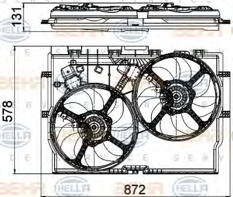 Вентилятор радиатора с кожухом Hella                8EW 351 041-441